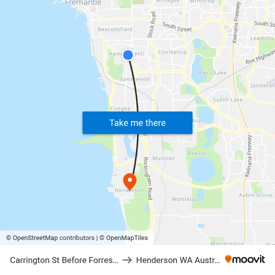 Carrington St Before Forrest Rd to Henderson WA Australia map