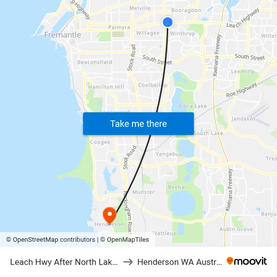 Leach Hwy After North Lake Rd to Henderson WA Australia map
