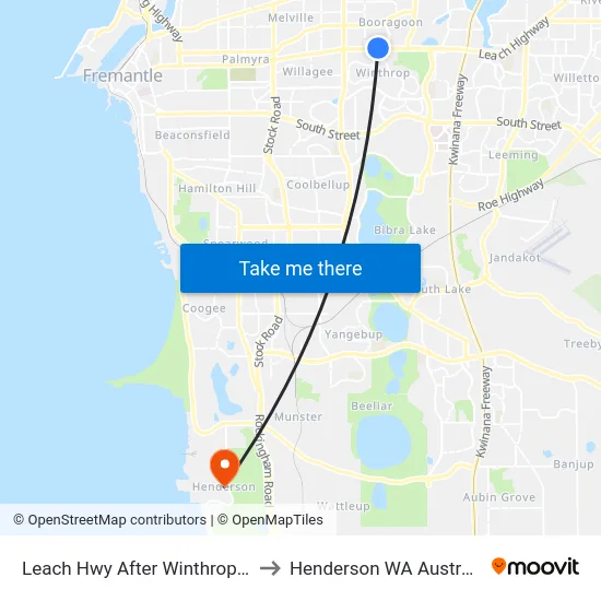 Leach Hwy After Winthrop Dr to Henderson WA Australia map