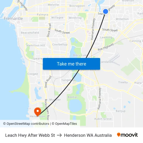 Leach Hwy After Webb St to Henderson WA Australia map