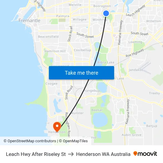 Leach Hwy After Riseley St to Henderson WA Australia map