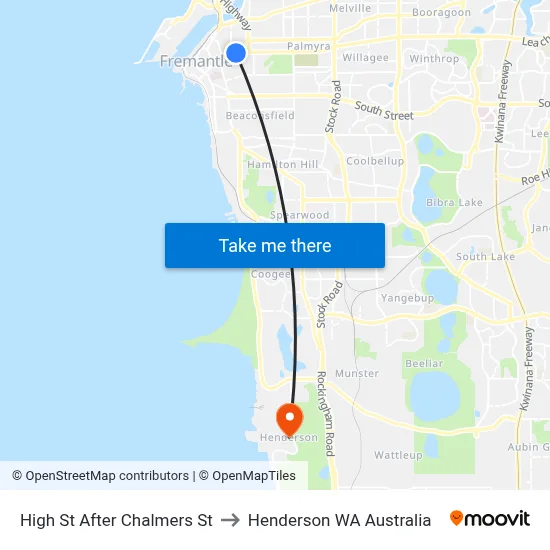 High St After Chalmers St to Henderson WA Australia map