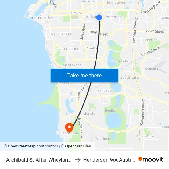 Archibald St After Wheyland St to Henderson WA Australia map