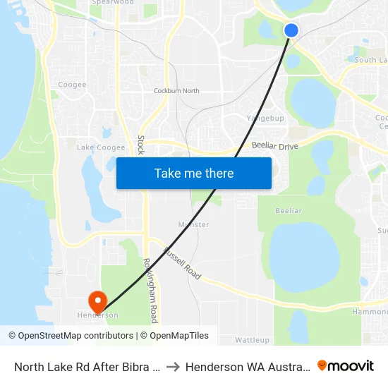 North Lake Rd After Bibra Dr to Henderson WA Australia map