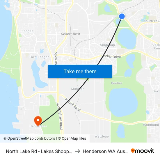 North Lake Rd - Lakes Shopping Ctr to Henderson WA Australia map