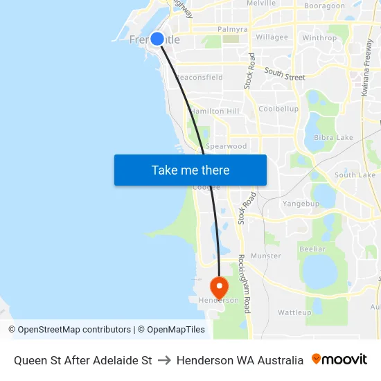 Queen St After Adelaide St to Henderson WA Australia map