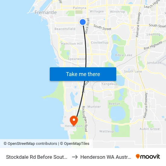 Stockdale Rd Before South St to Henderson WA Australia map