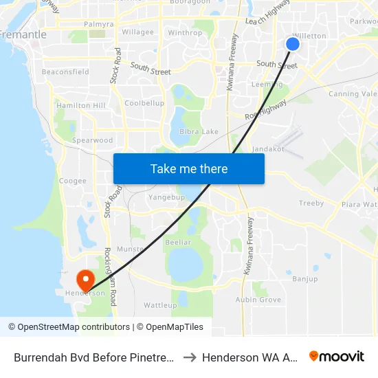 Burrendah Bvd Before Pinetree Gully Rd to Henderson WA Australia map