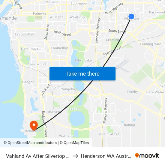 Vahland Av After Silvertop Tce to Henderson WA Australia map