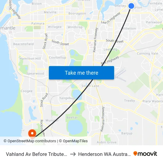 Vahland Av Before Tribute St to Henderson WA Australia map