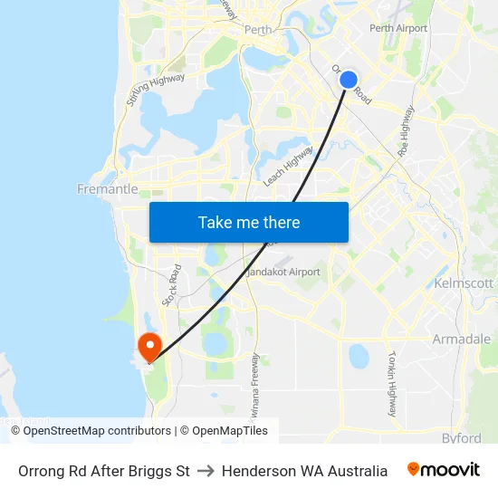 Orrong Rd After Briggs St to Henderson WA Australia map