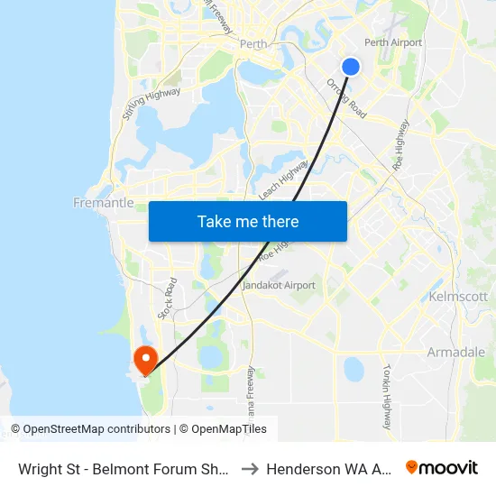 Wright St - Belmont Forum Shopping Ctr to Henderson WA Australia map