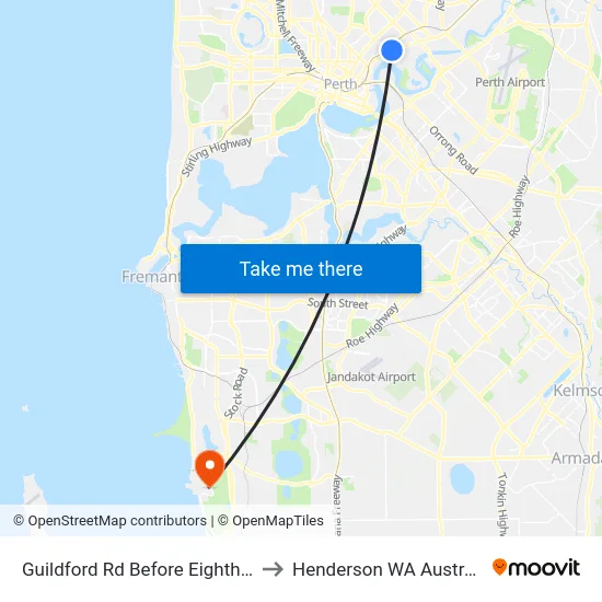 Guildford Rd Before Eighth Av to Henderson WA Australia map
