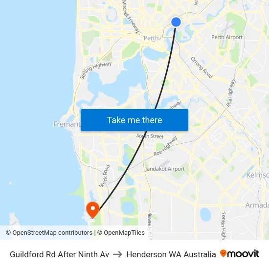 Guildford Rd After Ninth Av to Henderson WA Australia map