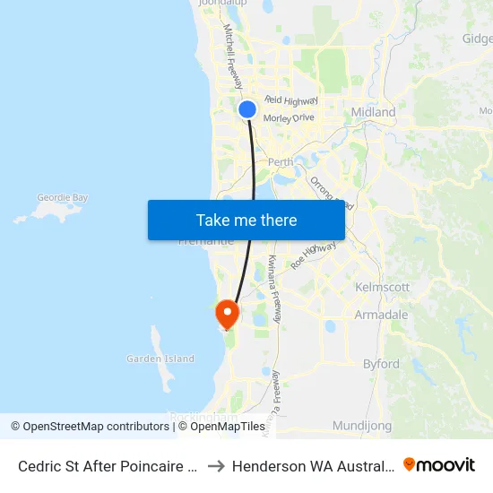 Cedric St After Poincaire St to Henderson WA Australia map