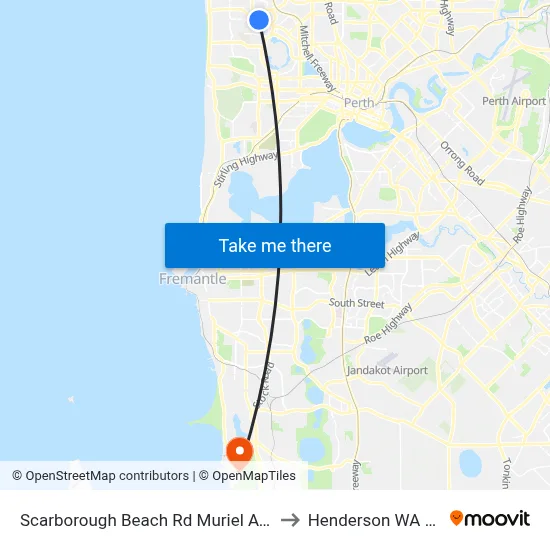 Scarborough Beach Rd Muriel Avenue Cat Id 8 to Henderson WA Australia map