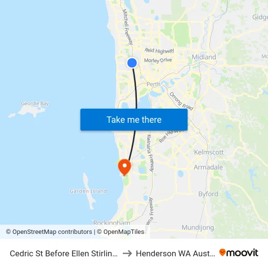 Cedric St Before Ellen Stirling Bvd to Henderson WA Australia map