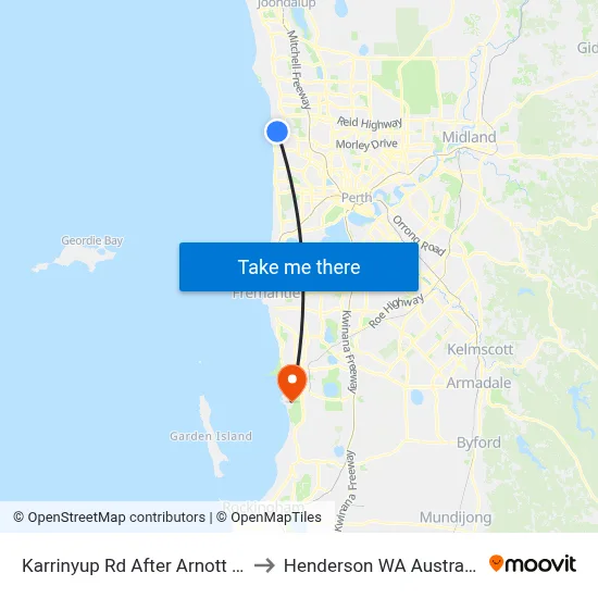 Karrinyup Rd After Arnott St to Henderson WA Australia map