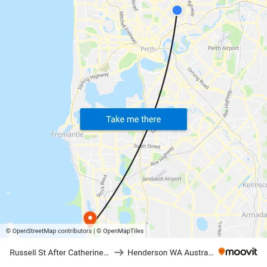 Russell St After Catherine St to Henderson WA Australia map
