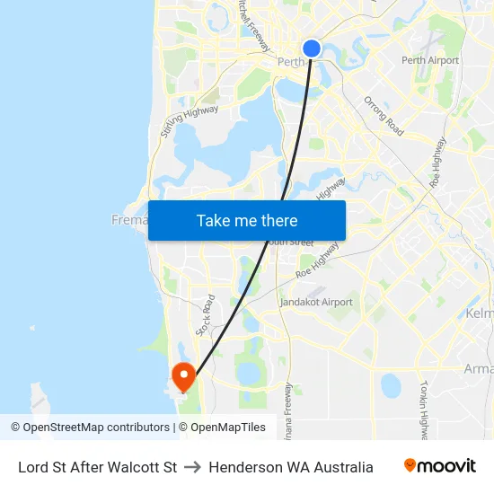 Lord St After Walcott St to Henderson WA Australia map