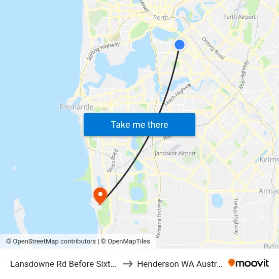 Lansdowne Rd Before Sixth Av to Henderson WA Australia map