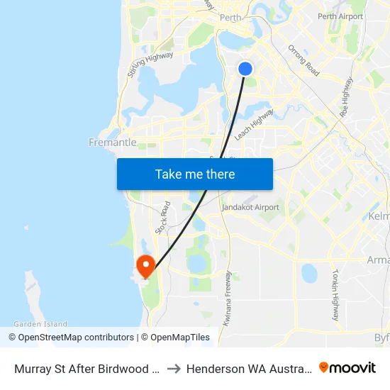 Murray St After Birdwood Av to Henderson WA Australia map