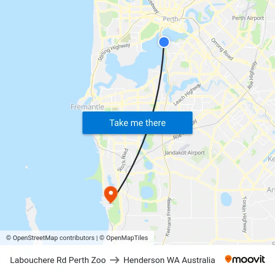 Labouchere Rd Perth Zoo to Henderson WA Australia map