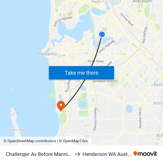Challenger Av Before Manning Rd to Henderson WA Australia map