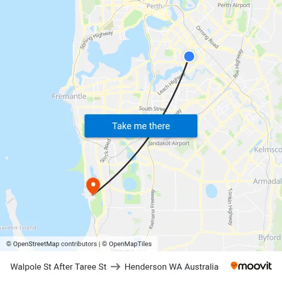 Walpole St After Taree St to Henderson WA Australia map