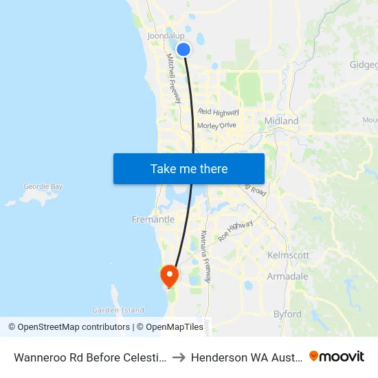Wanneroo Rd Before Celestine St to Henderson WA Australia map