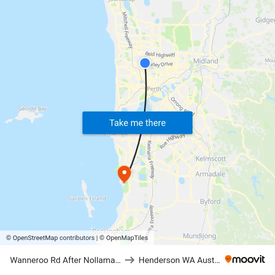 Wanneroo Rd After Nollamara Av to Henderson WA Australia map