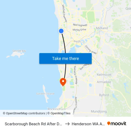 Scarborough Beach Rd After Deanmore Rd to Henderson WA Australia map