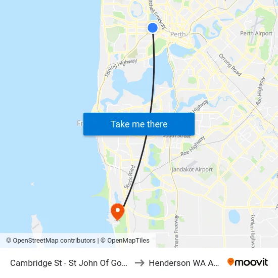 Cambridge St - St John Of God Hospital to Henderson WA Australia map