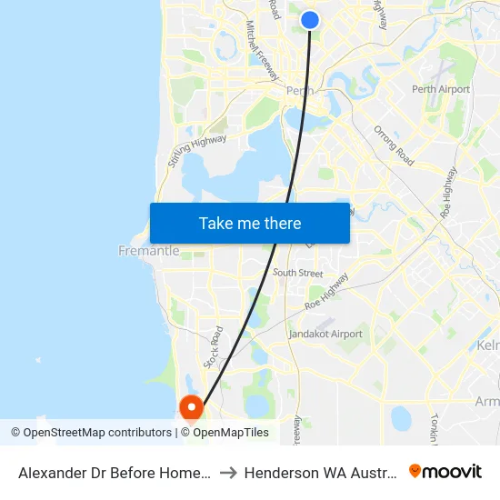 Alexander Dr Before Homer St to Henderson WA Australia map