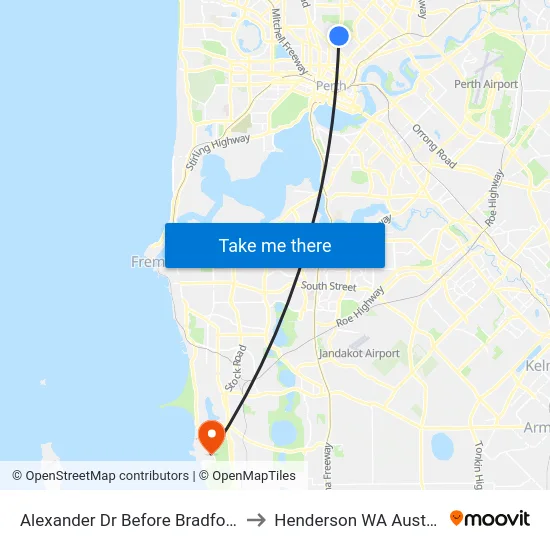 Alexander Dr Before Bradford St to Henderson WA Australia map
