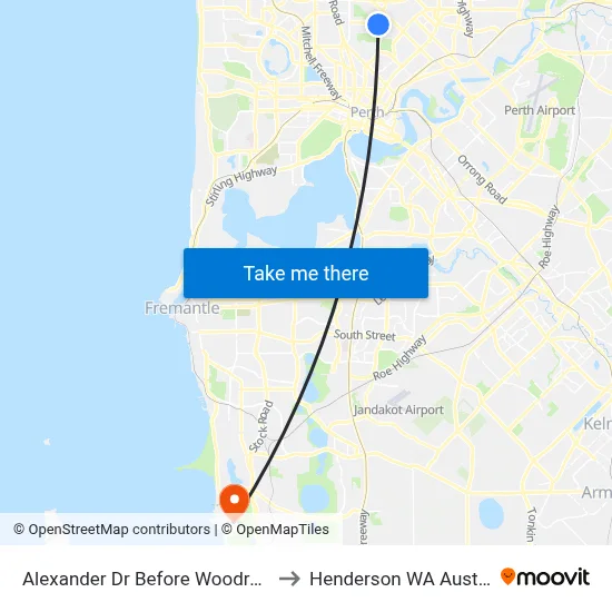 Alexander Dr Before Woodrow Av to Henderson WA Australia map