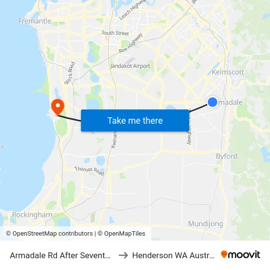 Armadale Rd After Seventh Rd to Henderson WA Australia map