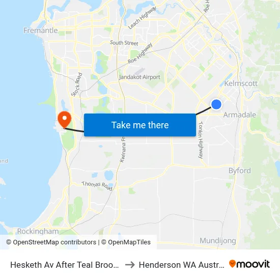 Hesketh Av After Teal Brook Cir to Henderson WA Australia map