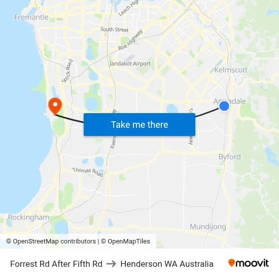 Forrest Rd After Fifth Rd to Henderson WA Australia map