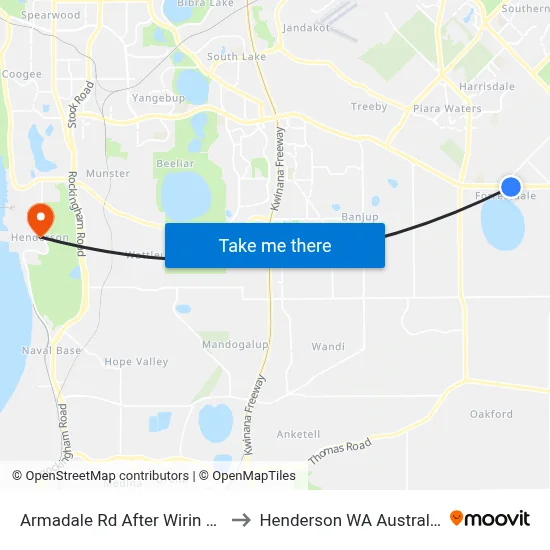 Armadale Rd After Wirin Rd to Henderson WA Australia map