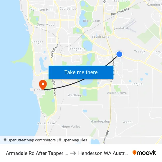 Armadale Rd After Tapper Rd to Henderson WA Australia map