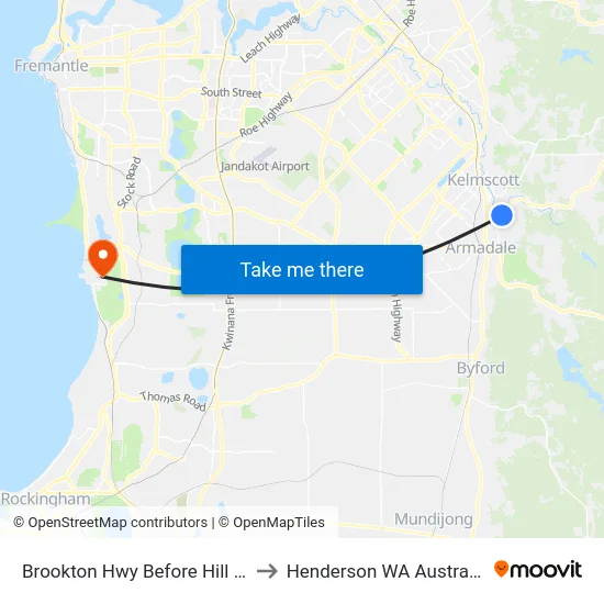 Brookton Hwy Before Hill St to Henderson WA Australia map