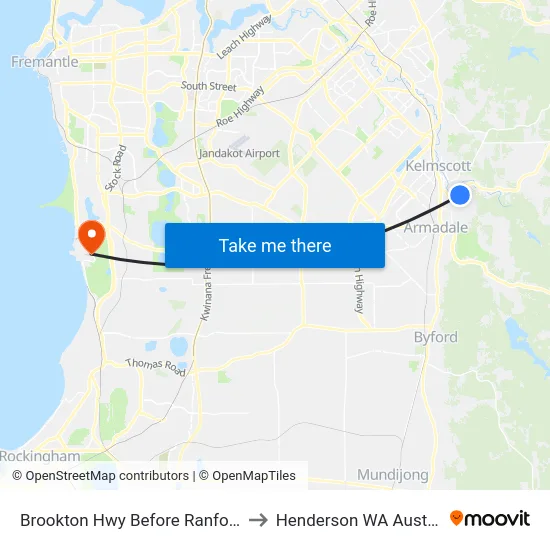Brookton Hwy Before Ranford St to Henderson WA Australia map