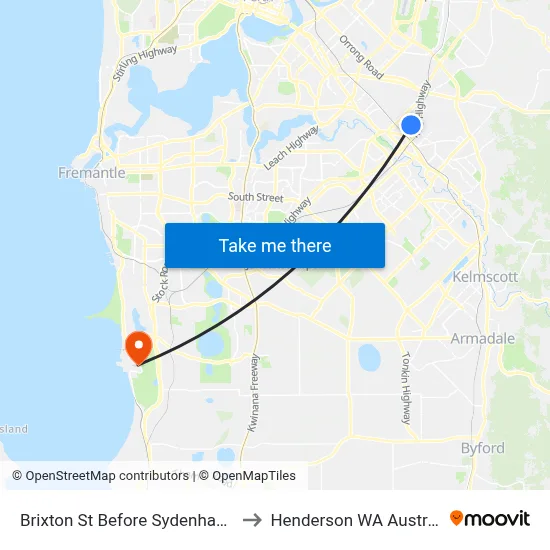 Brixton St Before Sydenham St to Henderson WA Australia map