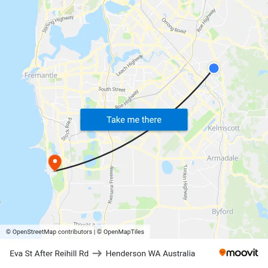 Eva St After Reihill Rd to Henderson WA Australia map