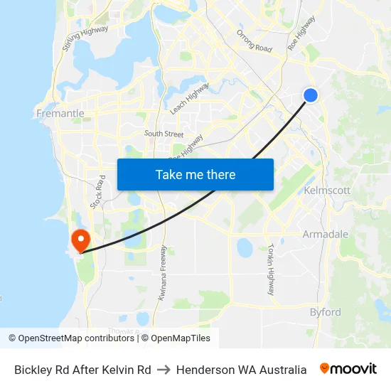 Bickley Rd After Kelvin Rd to Henderson WA Australia map