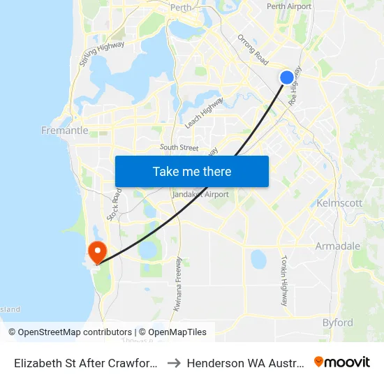Elizabeth St After Crawford St to Henderson WA Australia map
