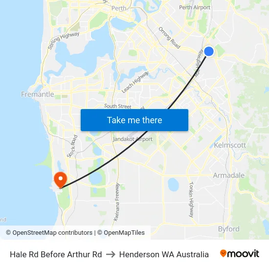 Hale Rd Before Arthur Rd to Henderson WA Australia map
