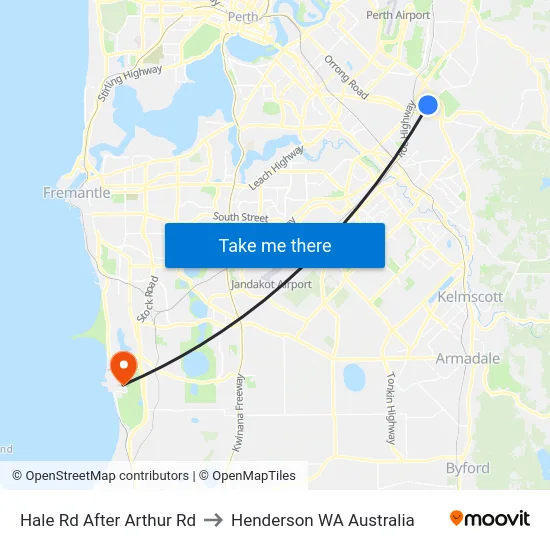 Hale Rd After Arthur Rd to Henderson WA Australia map