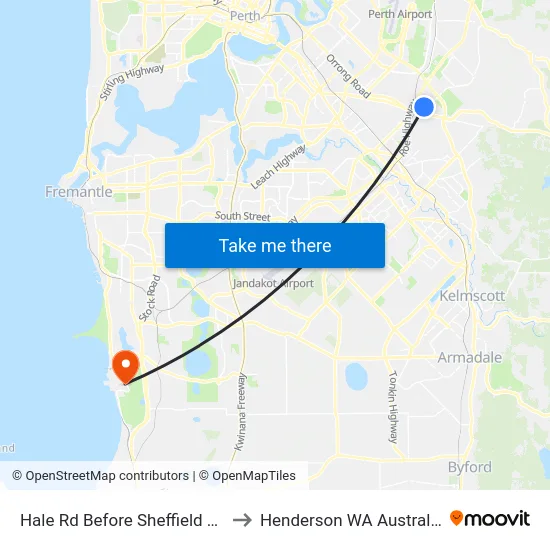 Hale Rd Before Sheffield Rd to Henderson WA Australia map